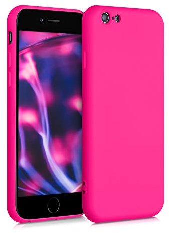 kwmobile Hülle kompatibel mit Apple iPhone 6 / 6S Hülle - gummierte TPU Silikon Handyhülle - Schutzhülle für kabelloses Laden - Case in Neon Pink