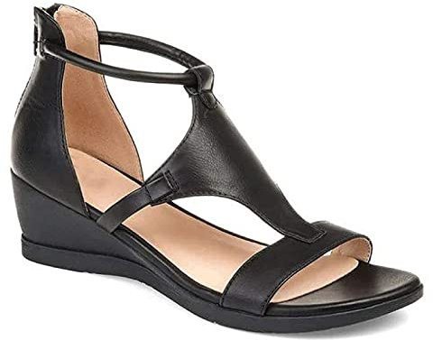 M-TOP Sandale Compensee Femme ​Cuir PU Nu Pieds Été À Talon Compensé Plateforme Sandales Compensées, Chaussures D'été, Confortable, Plat Chaussure Fermeture Eclair