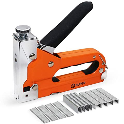 HS Super 3-in-1 Heavy Duty Staple Gun, 3000 Staples, Upholstery Staple Gun Heavy Duty for Wood, Quick-Jam Release for Wall Use, for Carpet, for Fabric, for Cable, Staplers & Tackers
