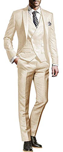 Pkrboro Hombre Shawal Traje de Solapa Tres Piezas Bodas Fiesta Fiesta Cena Tuxedo