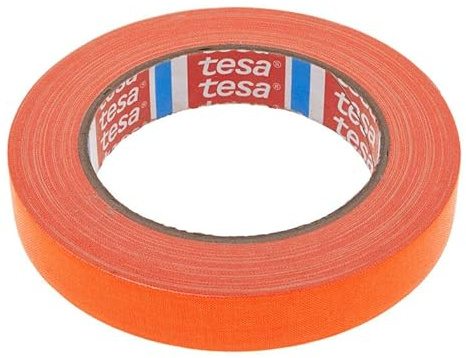 Tesa 4671 - Gaffer-Gewebeband - Beschichtetes PE-Gewebe, hohe Dicke, für Innen- und Außenbereiche, sehr klebend - für Kunst und Darstellungen, Beschilderung - 19 mm x 25 m (Neonorange)