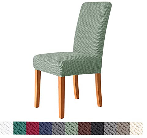 Morbuy Einfarbig Stuhlhussen Set Stretch Stuhlbezug für Esszimmerstühle, Jacquard Waschbarer Stuhlhussen Schwingstühle Stuhlüberzug für Haus Hotel Hochzeit Partys (4er Set,Salbei grün)