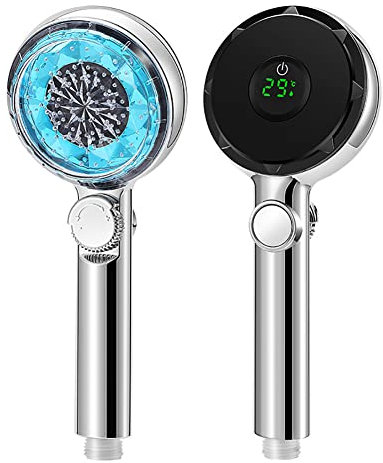 Surakey Led Duschkopf Bad Hand, Wassersparender Duschkopf mit Temperaturanzeige, Sparduschkopf Duschkopf, Hochdruck Duschkopf, Handbrause für Badezimmer, Blau