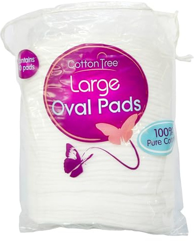 Cotton Tree Almohadillas ovaladas grandes | 100% algodón puro (paquete de 40)