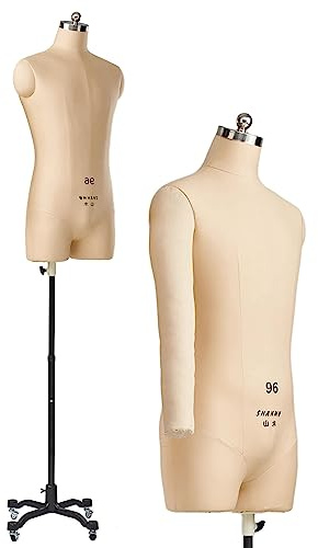 Schneiderpuppe Herren Männlicher Kleiderpuppe Männliche Schaufensterpuppe zum Nähen, vollständig feststeckbare Schaufensterpuppe in Übergröße mit weichem Arm zum Nähen von Kleidung, Schneiderpuppe auf
