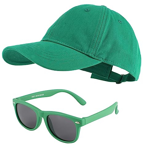MK MATT KEELY Gorra Niño Gafas de Sol Niña 3-10 Años Set 2 Piezas Gorra Béisbol con Visera Protección UV Infantiles Verano para Regalos,Verde