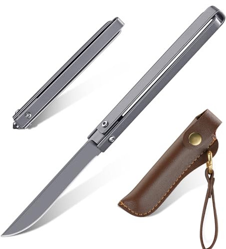 Freelander Slim Taschenmesser Klappmesser, 440C Hochwertige Messer Klappmesser Zweihandmesser, Taschenmesser Outdoor mit Scheide, EDC Messer für Camping, Wandern, Angeln, Geschenk für Männer
