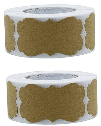 STOBOK 300pcs Kraft Paper Stickers 1.25x2.28 Inch Adhesive Seal Labels Writable Packing Tags for Wrapping Bottles Mason Jars Candle Containers