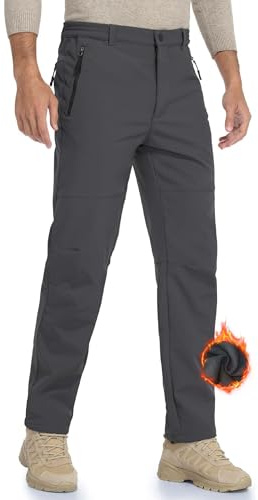 HFDWYJ Pantalon Trekking Hombre Invierno De Nieve Impermeables Softshell Escalada Senderismo Esquiar Softshell Pantalones Caza Hombre Gris