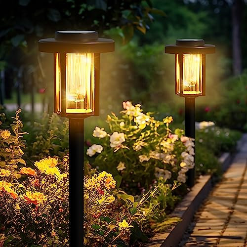 Solpex Lampes Solaires d'Extérieur, Lot de 2 LED pour Jardin, Chemin à Énergie Solaire Étanches, Blanc Chaud