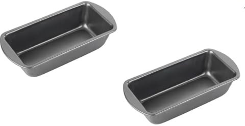 Chef Aid Non-Stick Loaf Tins Set of 2, 1lb (454g) Bread and Cake Baking Pans, Easy Clean Carbon Steel, Ideal for Homemade Bread or Cake, Grey