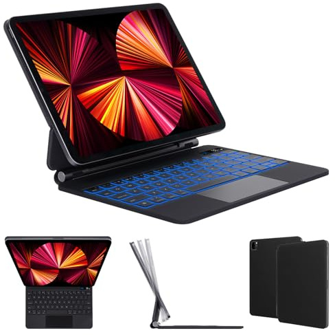 LAMA Funda magnética con teclado para iPad Air de 11pulgadas (M2) 2024 y iPad Pro de 11pulgadas (4ª/3ª/2ª/1ª generación), funda mágica con teclado para Air de 11.9pulgadas