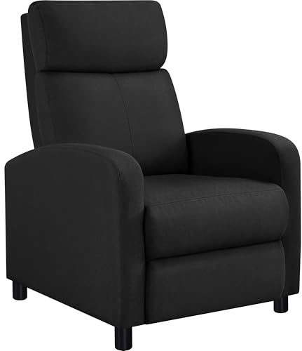 Yaheetech Relaxfåtölj vardagsrum loungefåtölj med justerbart ryggstöd fåtölj sovrum TV-fåtölj med fotstöd liggstol linnetyg/svart