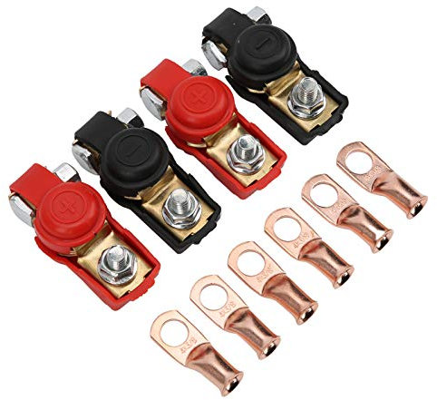 4pcs auto batteria terminale connettori morsetto, terminali della batteria e 6 pezzi capicorda cavo batteria estremità rame occhielli negativo e positivo Top Post rame per auto Van