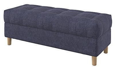 Esszimmerstuhl, moderner schwarzer Leder-Ottomane mit getufteter Holzplatte, stilvoller Fußstütze, Hocker und Couchtisch für Wohnzimmer und Schlafzimmer, 99,1 x 43,2 x 43,2 cm