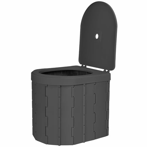 WODFARR Toilette Portable Camping,Toliet pour Hommes et Femmes,Seau Hygiénique pour Voiture,Toilettes de Voiture Pliables pour Adultes,(avec Couvercle), Pratique (Noir)