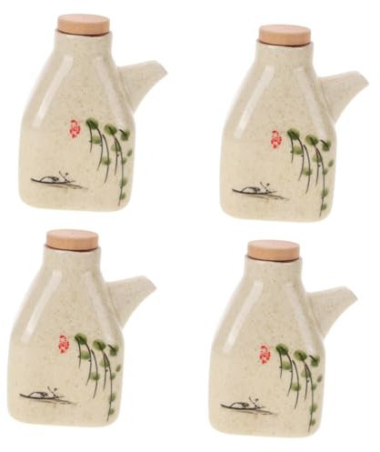 Cabilock 4 Piezas olla de aceite de cerámica botella de cerámica aceitera de dispensador de vinagre de porcelana botella de vinagrera de jarabe pequeños frascos de vinagre