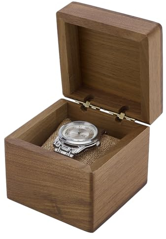 PH PandaHall Hölzerne Uhrenbox Walnuss Holzuhrenkasten Einzelne Uhr Aufbewahrungsbox Uhrenvitrine Quadratische Schmuck Geschenkbox mit Kissen für Vatertag Männer Frauen Geburtstag Jahrestag 10x10x9cm