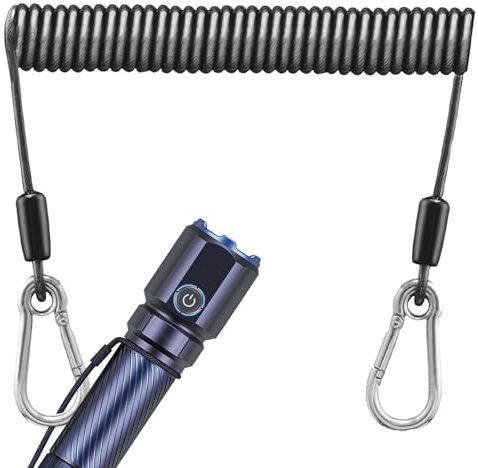 Fishing Lanyard, Retractable Coiled Tether, Stainless Steel Wire Safety Cord, Telescopic Hook Loss Prevention Accessory for Deep Sea Tools, Rods, Kayak Paddles, Boating Gear