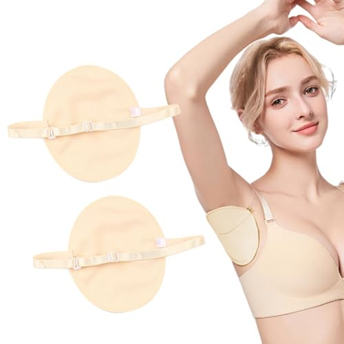 CULEO Antitranspirantes, 1 par de almohadillas absorbentes de sudor para axilas reutilizables de algodón para hombres y mujeres (color piel)