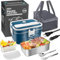Anykuu Electric Lunch Box 100W 1.8L Large Capacity Heated Lunch Box 12V/24V/220V 3-in-1 Portable Food Heater with Insulated Lunch Bag Spoon and Fork Suitable for Car Truck Office Home