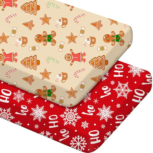 Mindsoft 2 Pcs Christmas Crib Sheet Set Fitted 52 x 28 x 8 Inches