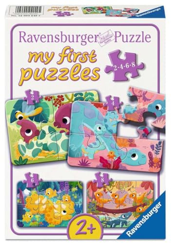Ravensburger Kinderpuzzle 12004249 - My First Puzzle: Dino-Freunde - 4 Puzzles aus extra dickem Karton mit 2, 4, 6 und 8 Teilen, für Puzzle-Anfänger ab 2 Jahren