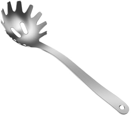 Cabilock Cucchiaio per Spaghetti e Ramen in Acciaio con Denti Mestolo Scolapasta per Pasta Strumento da Cucina per Servire e Preparare Noodle Resistente e Facile da Usare