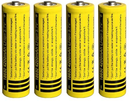 4pcs 3.7 Volt Rechargeable Battery Flat Top With Charger, 3500mAh High Power Long Lasting Rechargeable Battery for Flashlight, Camera, Small Fan, Outdoor Garden Lights