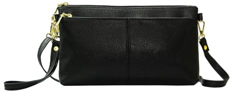LJCZKA Liten Axelväska Dam PU Läder Clutch Plånbok Crossbody Handväska med Kedjorema för Kväll Bröllop Fritid, svart, 23 x 14 x 2 cm