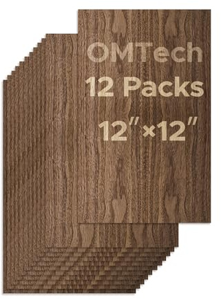 OMTech 12er-Pack Walnuss-Furnierplatten, 600x300 mm Sperrholzplatten für Laserschneiden und Gravieren, 3mm Sperrholz-Lasercutter-Rohlinge Verbrauchsmaterial für Heimwerker-Workshop DIY Bastelprojekte