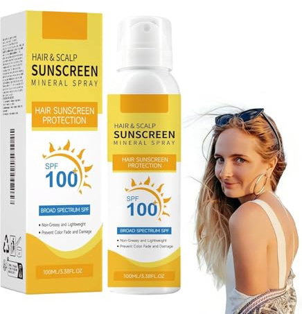 Scalp & Hair Spray SPF 100,Protection Solaire Invisible pour les Cheveux et le Cuir Chevelu,Protège contre le Vieillissement et la Lumière Bleue,Empêche la Décoloration et Le Séchage,Sans Huiles (1)