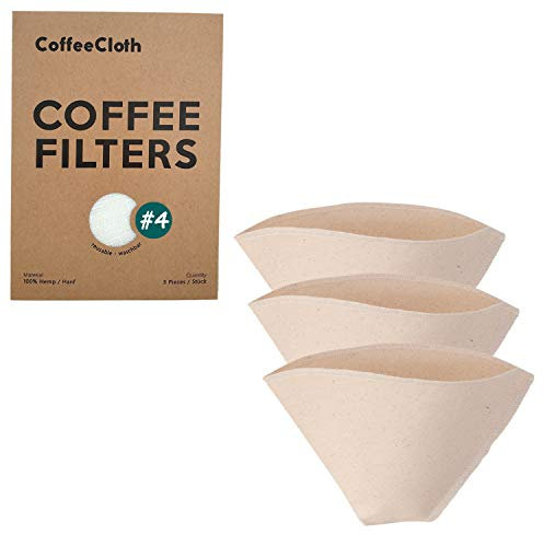 Earthtopia 3er Set Wiederverwendbare Kaffeefilter aus Stoff | 100% Bio-Baumwolle | Filtertüten für Kaffeemaschine und Handfilter | Permanentfilter Mehrwegfilter Dauerfilter (Größe 4)