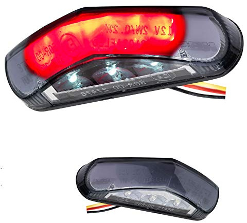 Germany Motorsports Motorrad LED Rücklicht Bremslicht Kennzeichenleuchte Triangle e-geprüft schwarz (Stealth, Ohne Halter)