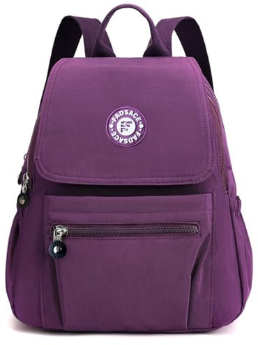 Fadsace Waterproof Nylon Women's Backpack, Lightweight, Hiking, Camping, Cycling Daypack (Dark Purple)