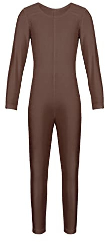 Oyolan Kids Girls Long Sleeve Gymnastic Leotard Unitard Girl Full Length Ballet Dance Bodysuit Jumpsuit Dancewear Costume Brown 5-6 Years