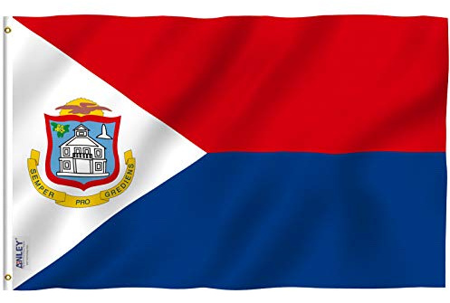 Anley Drapeau de Saint-Martin Fly Breeze 3x5 Pieds - Couleurs Vives et Preuve de décoloration - en-tête en Toile et Double Couture - Drapeaux de Saint Maarten St Maarten Polyester avec œillets