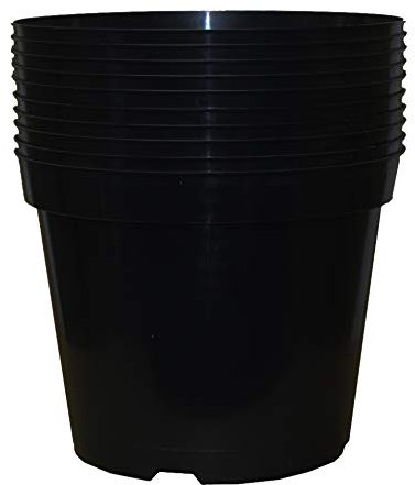 Muddy Hands Pack of 10 Black Plastic Plant Pots Outdoor Garden Round Nursery Herb Flower Planters (15 Litre)
