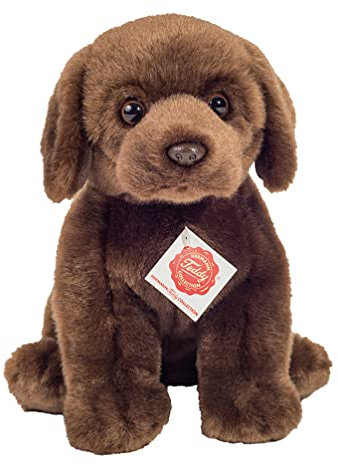 Teddy Hermann 91958 Hund Labrador sitzend Dunkelbraun 25 cm, Kuscheltier, Plüschtier mit recycelter Füllung