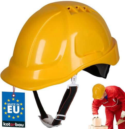 KOTARBAU® Casco protettivo regolabile giallo casco cantiere edile casco lavoro caschetto cantiere kask caschi antinfortunistico protezione