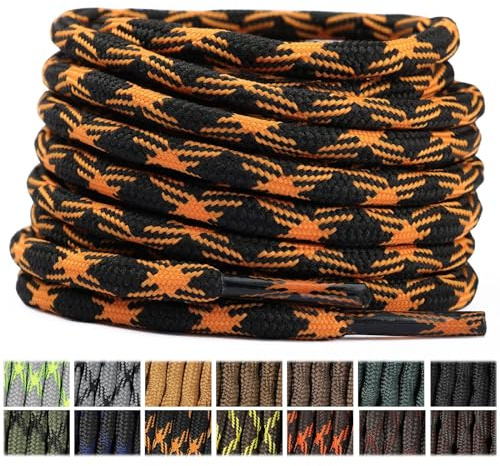 Stepace Round Walking Work Heavy duty Boot Laces 2 pairs (4.5mm) | wavy replacement shoelaces for hiking, combat boots. Durable and reliable for tough outdoor conditions