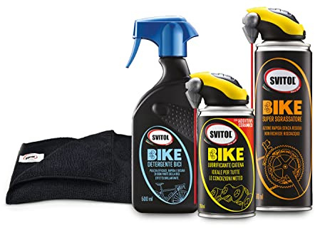 SVITOL Kit Manutenzione Bici | Speciale Giro d'Italia, Detergente, Lubrificante, Sgrassatore e Panno in Microfibra