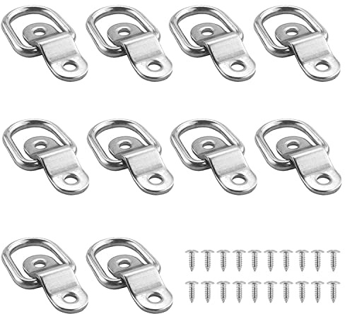 Lxoraziy 10 Stück D-Zurrringe, Verzinkter Stahl, Spannringe, Lastanker, Anhängeranker, geschmiedeter Zurrring mit 20 Schrauben für Lasten auf Booten, Anhängern, LKWs, Wohnmobilen, Bodenmontage