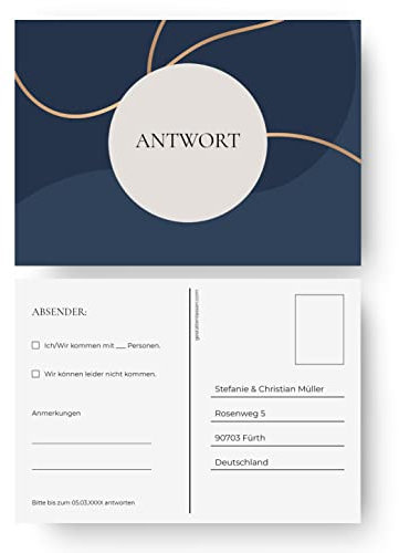 (30 x) Antwortkarten Hochzeit Hochzeitskarten Antwort Einladung Postkarte - Grafik