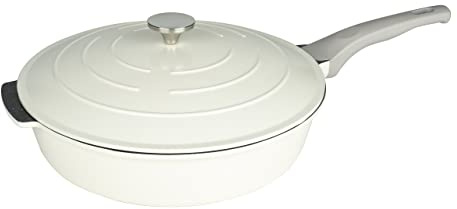 Commichef Tout En Un Poêle, Poêle de Tous Les Jours, Créme, Aluminium Coulé, Avec Couvercle, Anti-Adhérente, Multifonctionnel, Frire, Griller, Bouillir, 32 cm, XP-ALL32CR