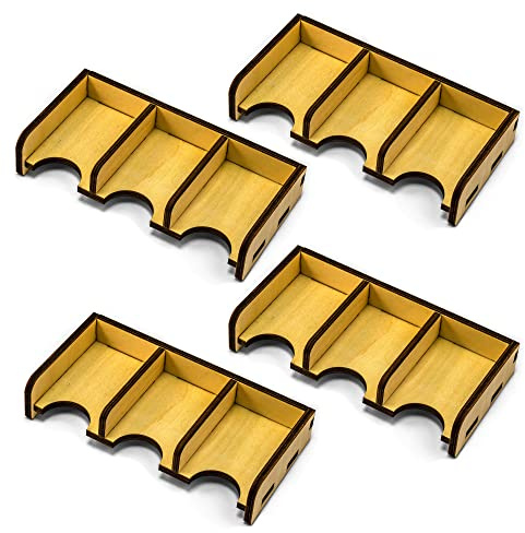 Waldfelsen 4 Spielkartenhalter aus Holz mit 3 Fächern für Karten in Größe 44 x 68 mm geeignet für Die Siedler (passend für Rohstoffkarten und Handelswaren)
