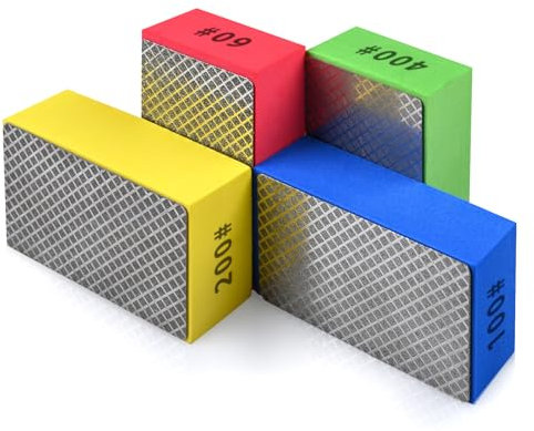 4pcs Diamond Hand Polishing Pads for Ceramic Tile Glass Grinding,Sanding Blocks Polishing 60#,100#,200#,400#