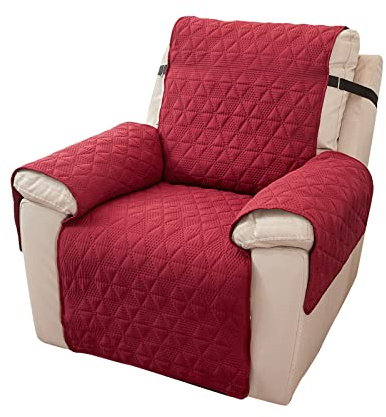 PETCUTE Sesselschoner,Relaxsessel Sesselschoner mit Verstellbaren Riemen,Reversibler Sesselschutz Sofaüberwurf,Waschmaschinenfest,Rutschfester Ruhesessel Bezüge Sofabezug,Weinrot