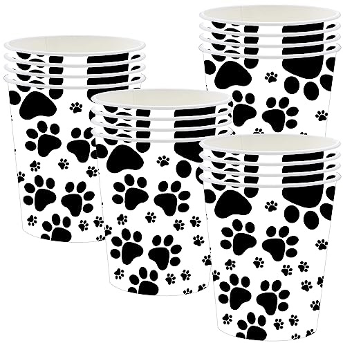 POPOYU 16P Jungle Safari Animal Party Dog Claw Print Paper Cups,Jungle Animal Party Paper Cups,Jungle&ThemeParty Tableware Decorations Set for Kids Jungle&Safari Reptile PartySupplies