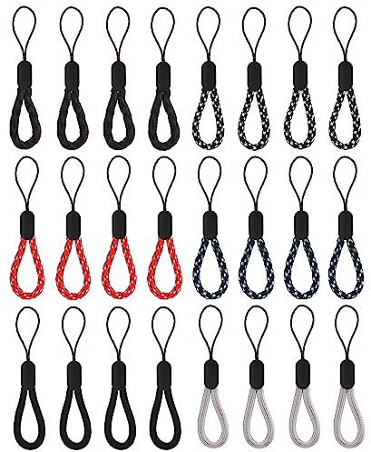 Cobee Lot de 24 lanières de Poignet réglables en Nylon, Miniature Lanyard Dragonne Poignet, Lanière pour téléphone Portable, Appareil Photo, clés, clés USB (12 cm)